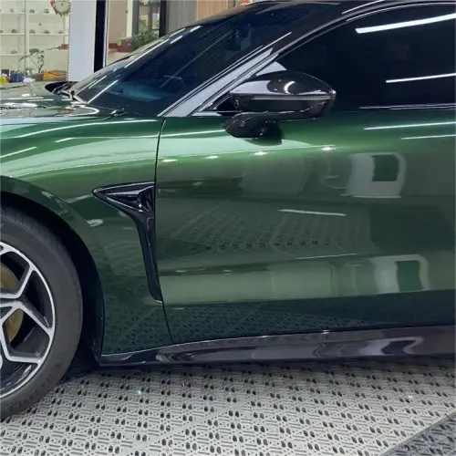 Glossy Paint Metalic Midnight Green Car Vinyl Wrap PET review 