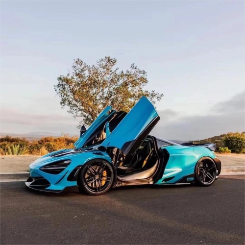 Gloss Miami Blue Car Vinyl Wrap Porsche PET review 