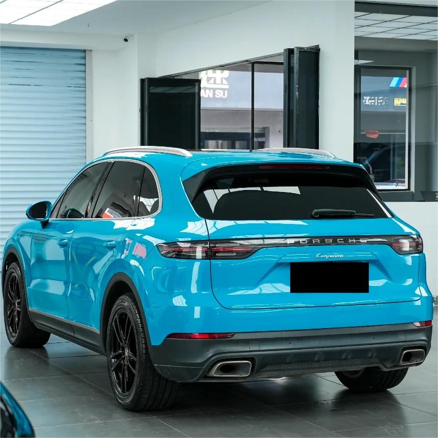 Gloss Miami Blue Car Vinyl Wrap Porsche PET review Blue 03