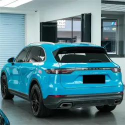 Gloss Miami Blue Car Vinyl Wrap Porsche PET review Blue 04