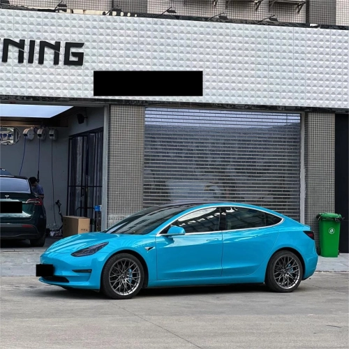 Gloss Miami Blue Car Vinyl Wrap Porsche PET review 