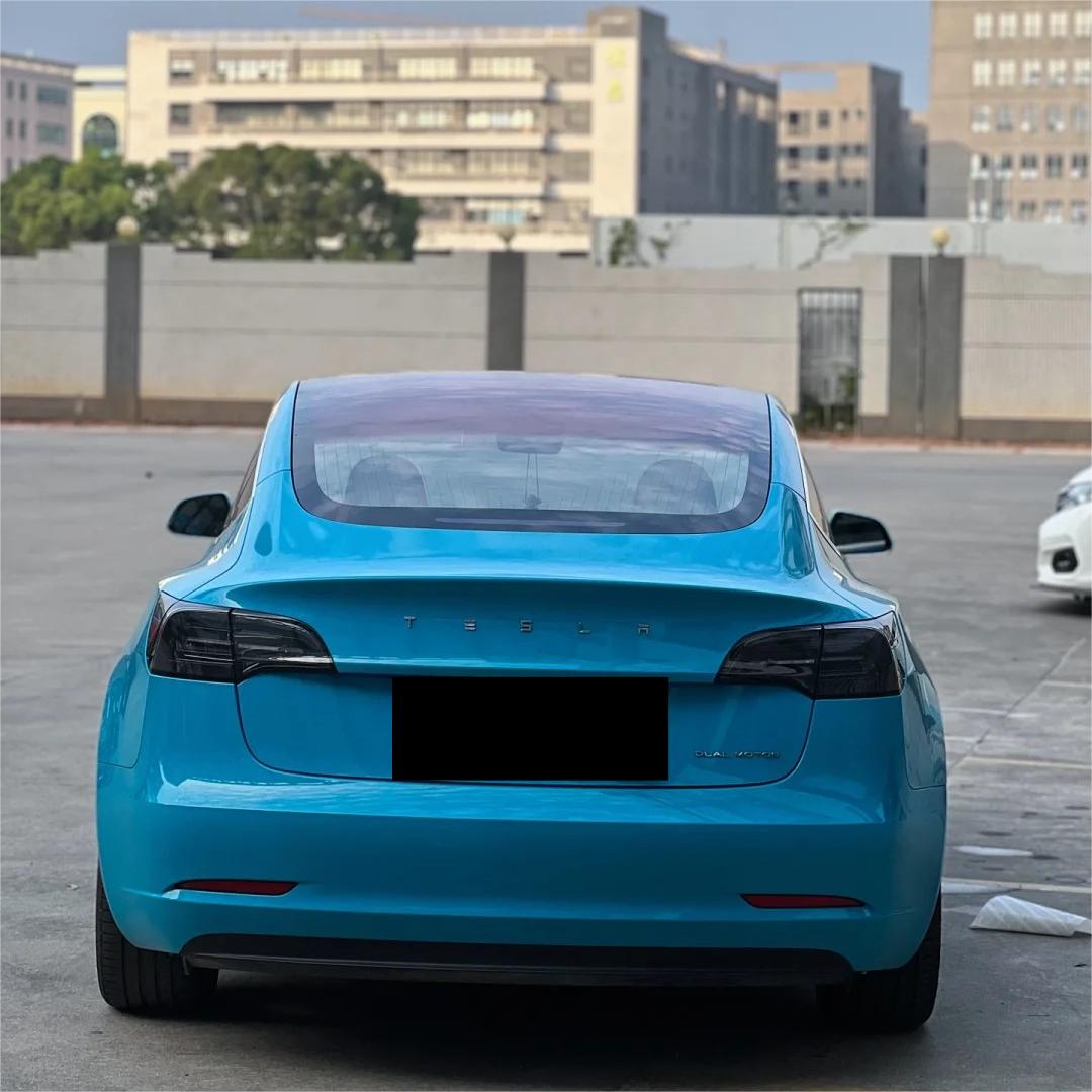 Gloss Miami Blue Car Vinyl Wrap Porsche PET review Choise 01