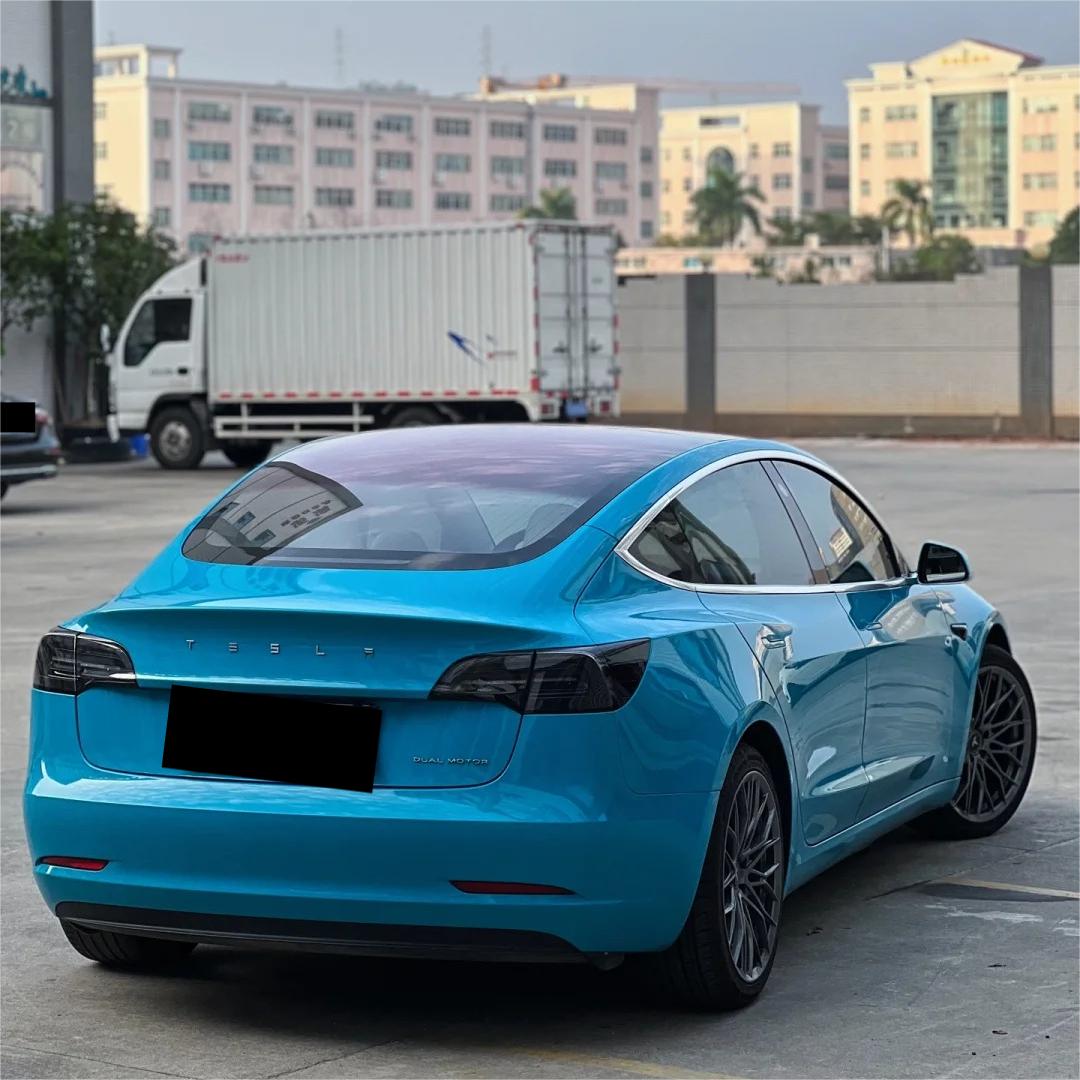 Gloss Miami Blue Car Vinyl Wrap Porsche PET review Choise 03