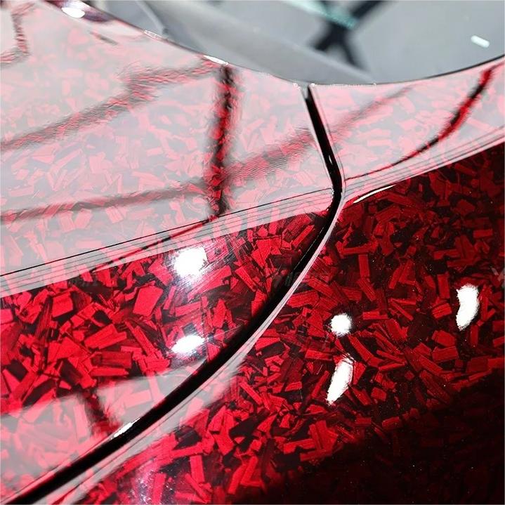 Gloss Red Forged Carbon Car Vinyl Wrap PET review Love 02