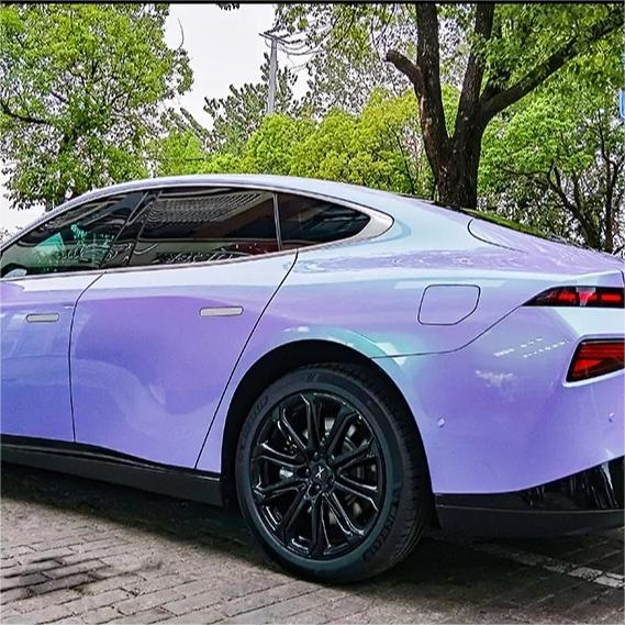 Gloss Metallic Chameleon Purple Green Car Vinyl Wrap review Evening 01