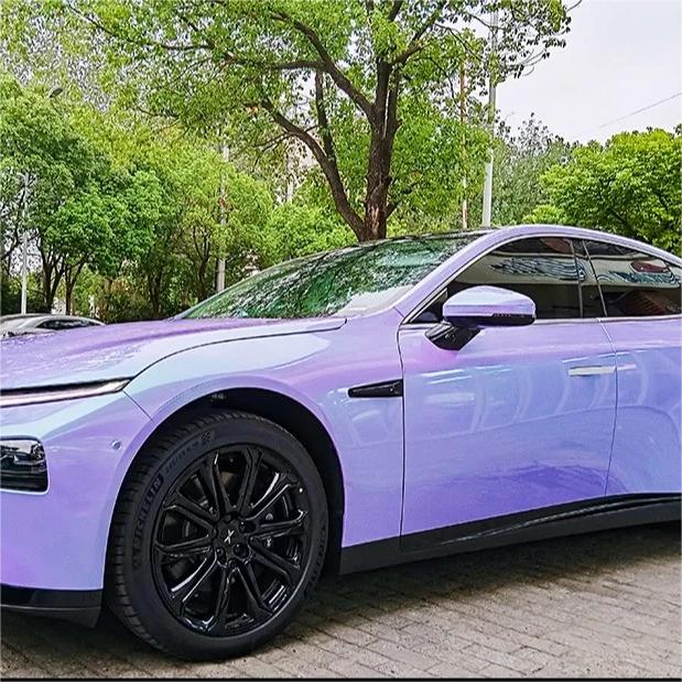 Gloss Metallic Chameleon Purple Green Car Vinyl Wrap review Evening 00
