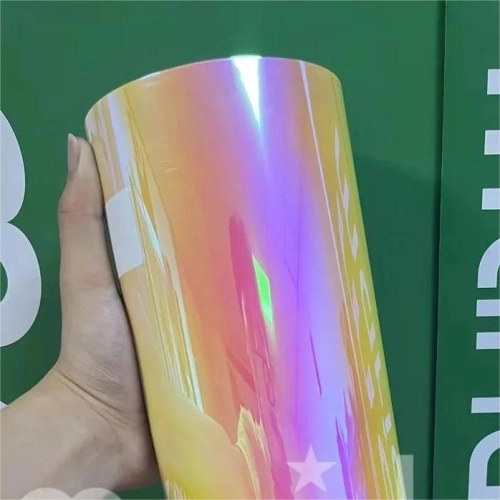 Gloss Rainbow Chrome Holographic Pink Car Vinyl Wrap review 