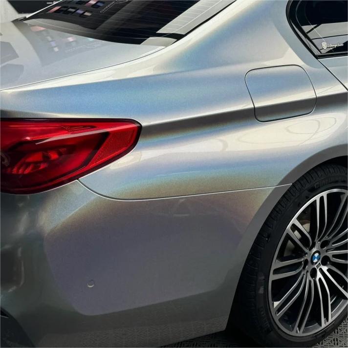 Gloss Metallic Rainbow Holographic Silver Car Vinyl Wrap PET review Rival 02