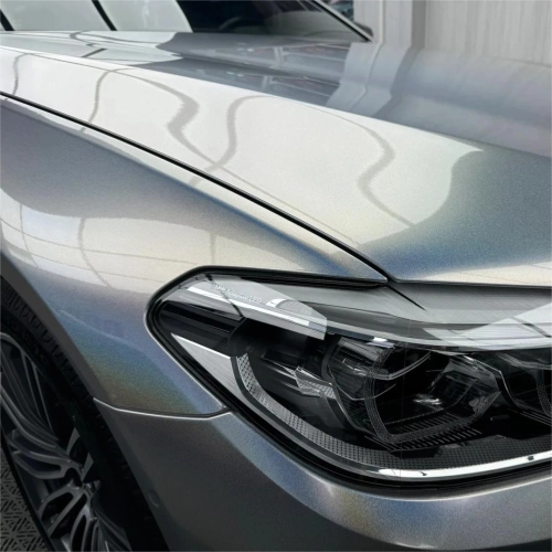 Gloss Metallic Rainbow Holographic Silver Car Vinyl Wrap PET reviewed by