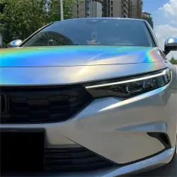Gloss Metallic Rainbow Holographic Silver Car Vinyl Wrap PET review Speakly 04