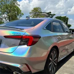 Gloss Metallic Rainbow Holographic Silver Car Vinyl Wrap PET review Speakly 03