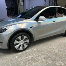 Gloss Metallic Rainbow Holographic Silver Car Vinyl Wrap PET review Highly 05