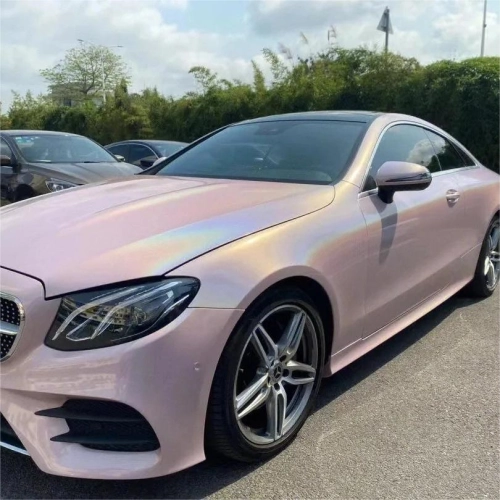 Gloss Metallic Rainbow Laser Light Pink Car Vinyl Wrap review 