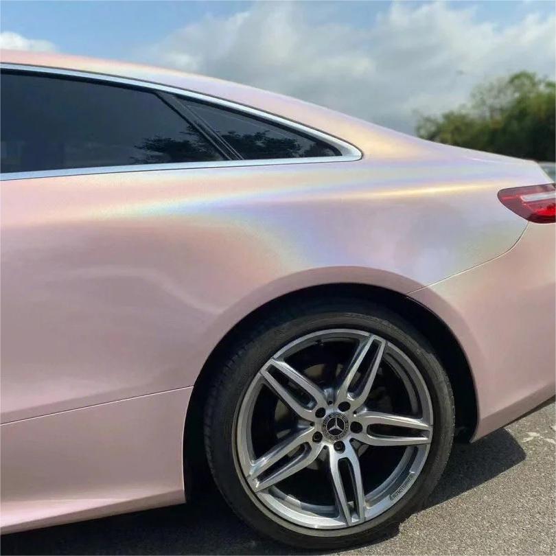 Gloss Metallic Rainbow Laser Light Pink Car Vinyl Wrap review Durability 01