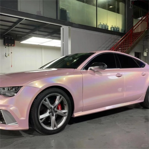 Gloss Metallic Rainbow Laser Light Pink Car Vinyl Wrap review 