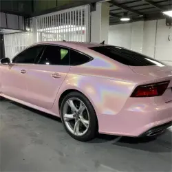 Gloss Metallic Rainbow Laser Light Pink Car Vinyl Wrap review Cool 03