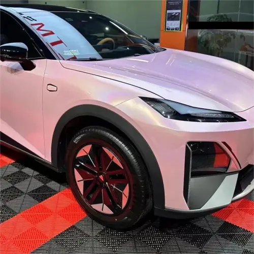 Gloss Metallic Rainbow Laser Light Pink Car Vinyl Wrap review 