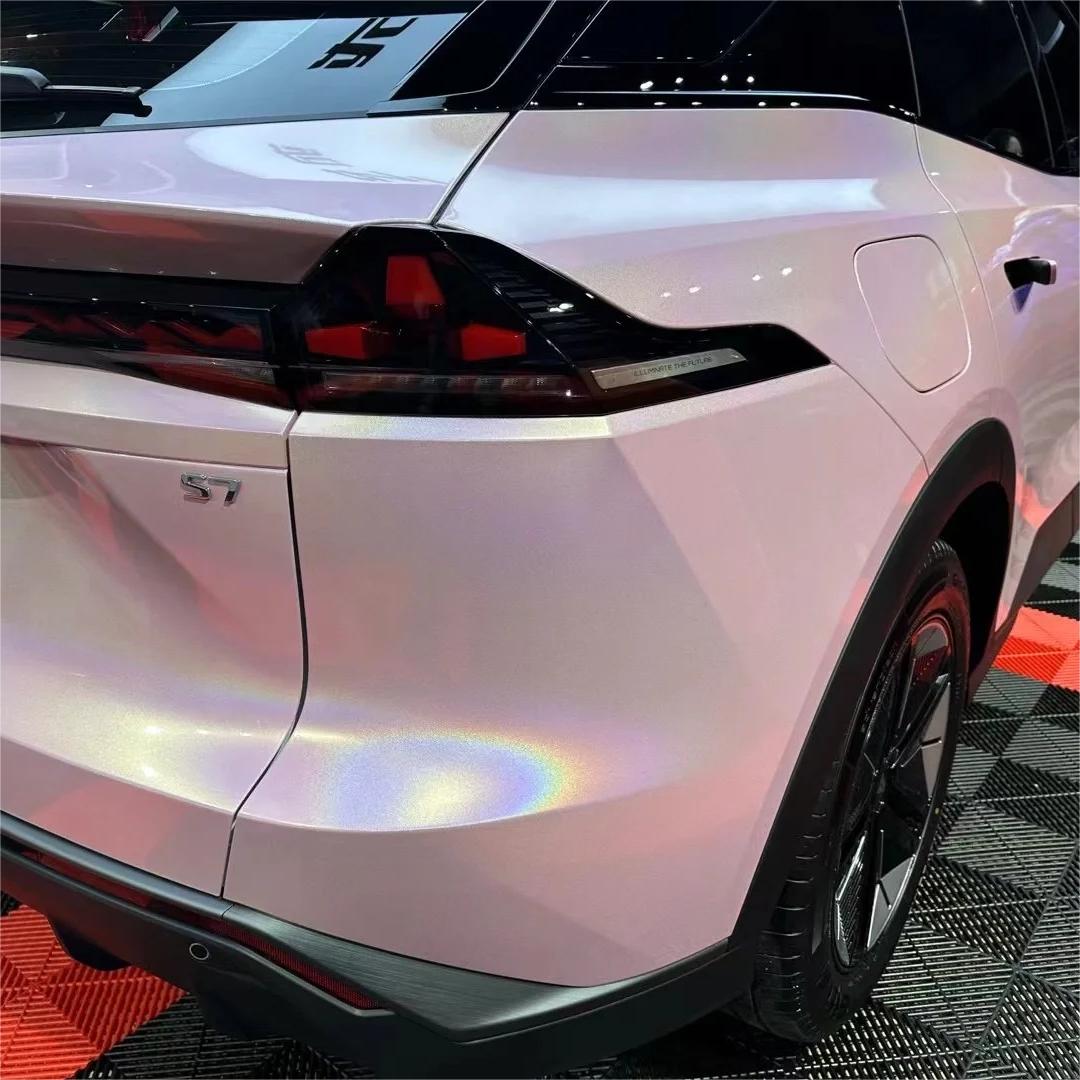 Gloss Metallic Rainbow Laser Light Pink Car Vinyl Wrap review Laser 02