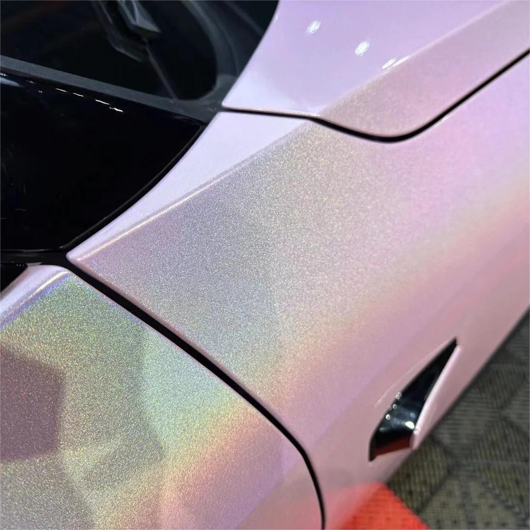 Gloss Metallic Rainbow Laser Light Pink Car Vinyl Wrap review Laser 03