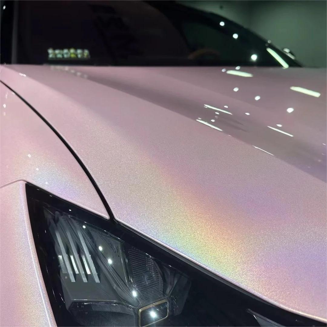 Gloss Metallic Rainbow Laser Light Pink Car Vinyl Wrap review Laser 04