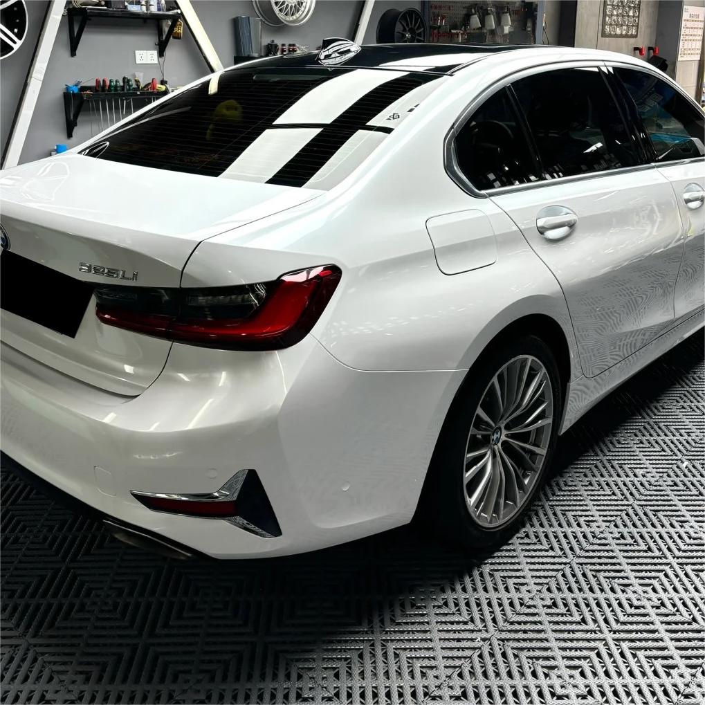 Glossy Shell White Car Vinyl Wrap Audi Tesla PET review Sample 02