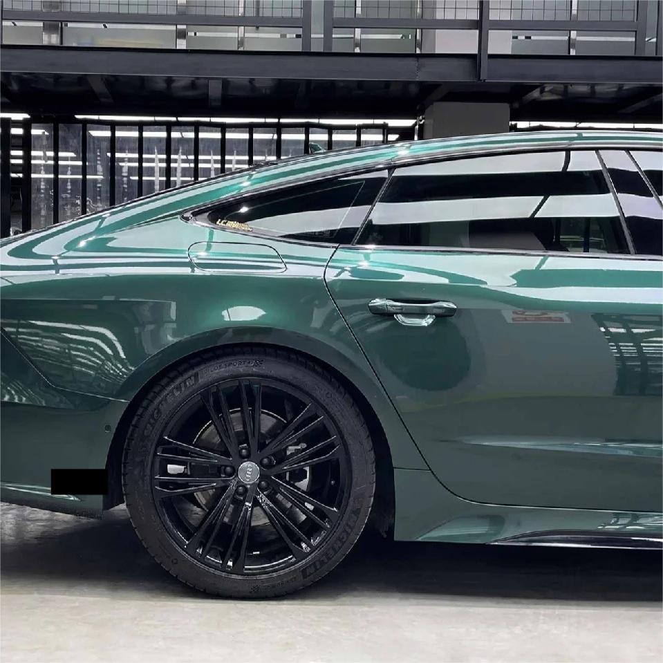 Gloss Metallic Forest Green Car Vinyl Wrap Audi review Nice 01