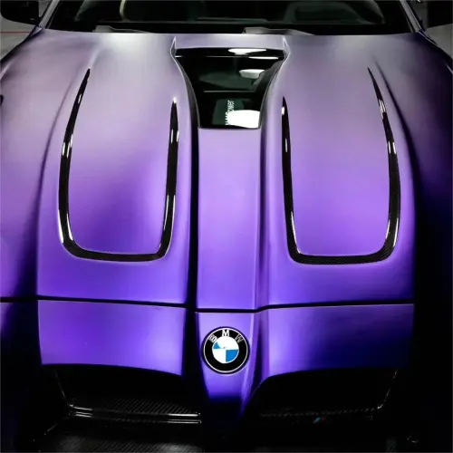 Matte Satin Chrome Purple Car Vinyl Wrap PET  review 