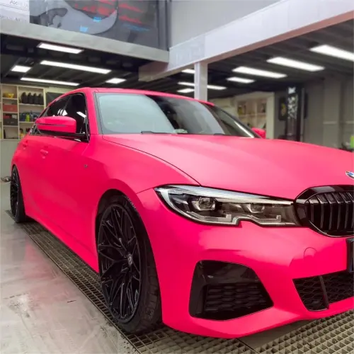 Ultimate Flat Fluorescent Pink Car Vinyl Wrap PET review 