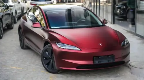 Satin Chrome Metallic Romanee Red Car Vinyl Wrap  review 