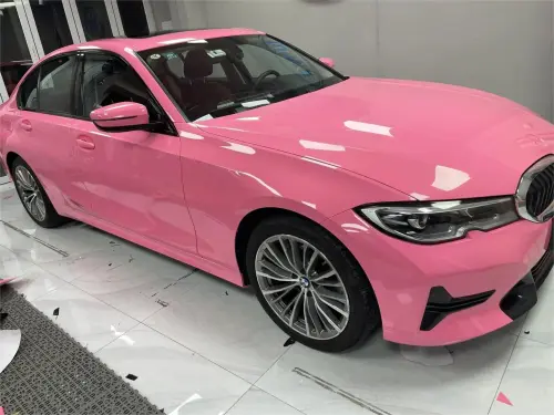 Gloss Crystal Light Pink Car Vinyl Wrap PET review 