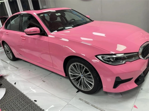 Gloss Crystal Light Pink Car Vinyl Wrap PET review 