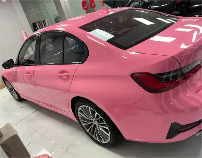 Gloss Crystal Light Pink Car Vinyl Wrap PET review Shelly 02