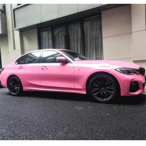 Gloss Crystal Light Pink Car Vinyl Wrap PET review 