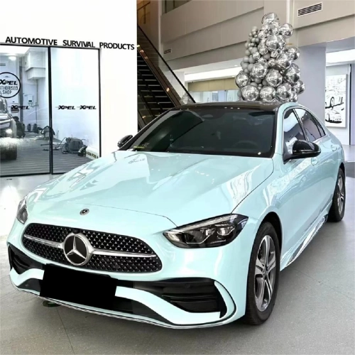 Gloss Ice Blue Car Vinyl Wrap PET review 