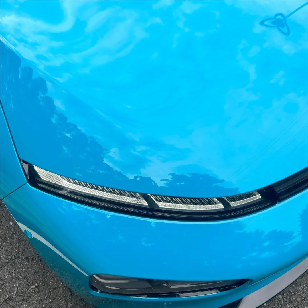 Gloss Miami Blue Car Vinyl Wrap Porsche PET review White 04