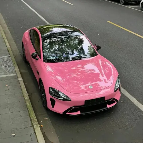 Gloss Crystal Light Pink Car Vinyl Wrap PET review 
