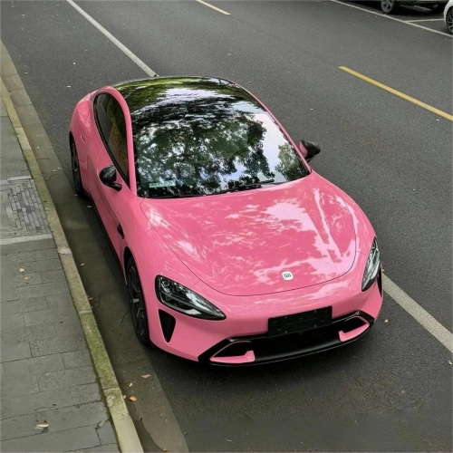 Gloss Crystal Light Pink Car Vinyl Wrap PET review 