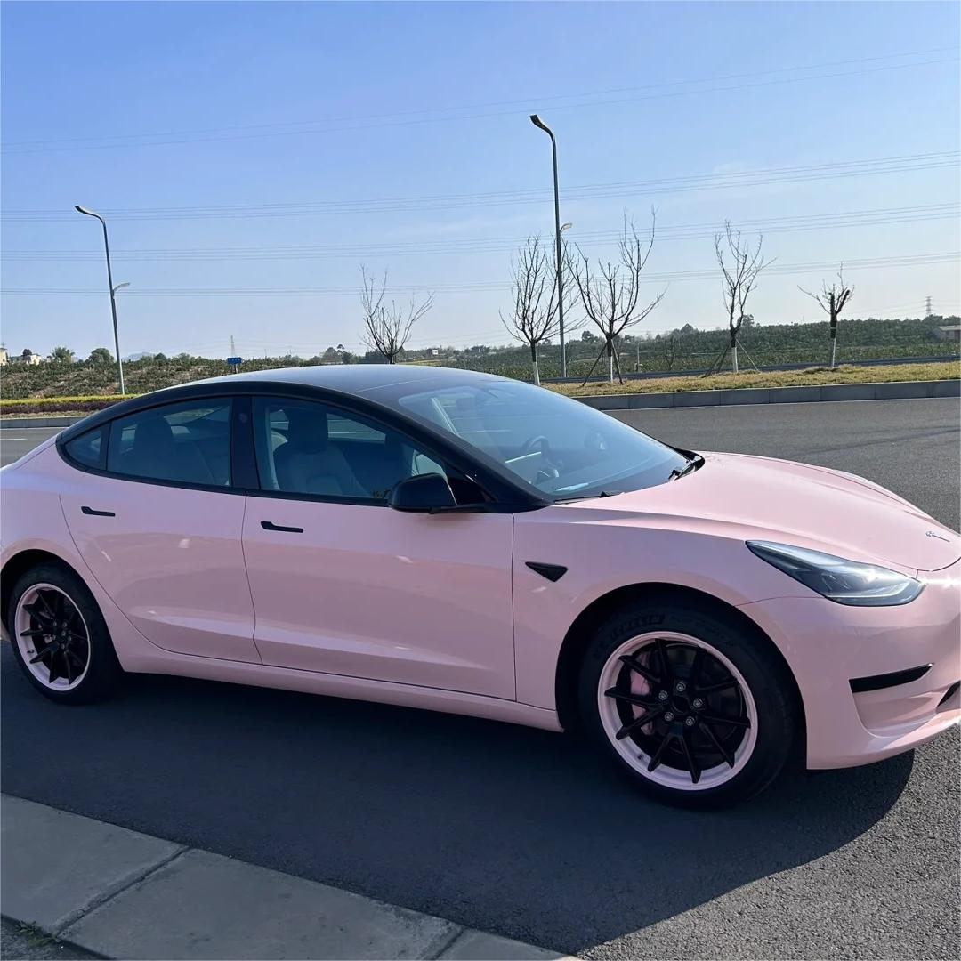 Gloss Pearl Baby Pink Car Vinyl Wrap PET review Install 01