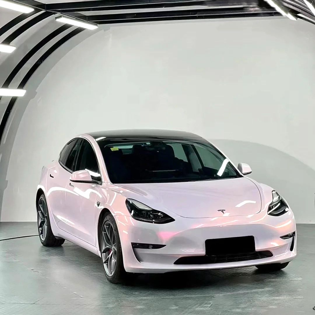 Gloss Metallic Chameleon Diamond Pollen Pink White Car Vinyl Wrap review ANNA 00
