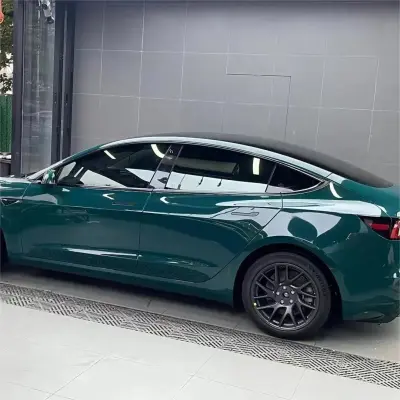 Gloss Hell Green Car Vinyl Wrap PET review Little 04
