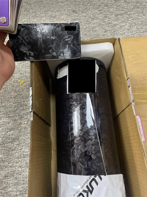 Gloss Black Forged Carbon Car Vinyl Wrap PET reviewed by