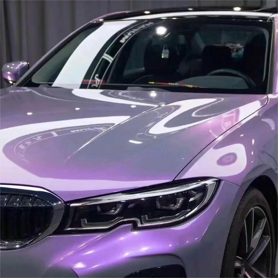 Gloss Metallic Chameleon Candy Grey Purple Car Vinyl Wrap PET review Unique 01