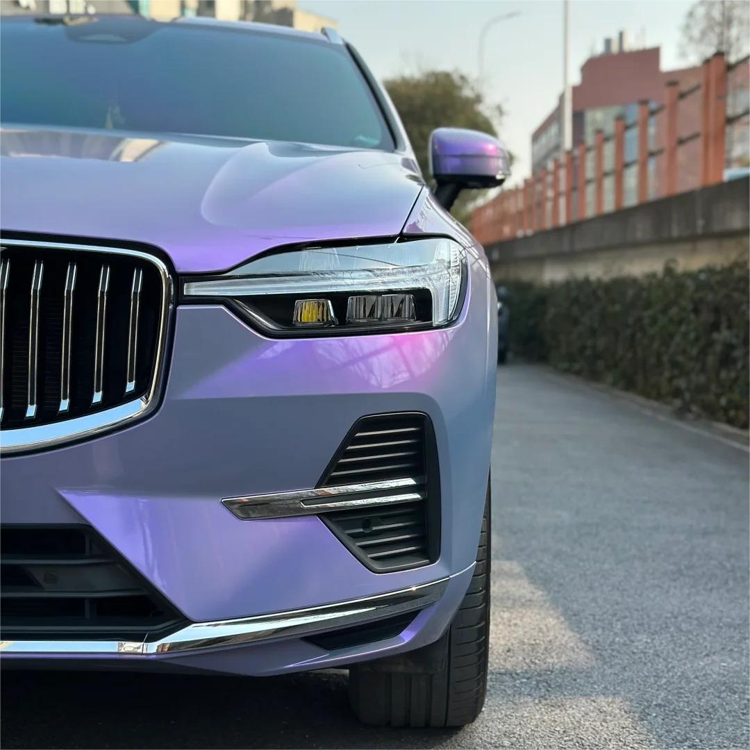 Gloss Metallic Chameleon Candy Grey Purple Car Vinyl Wrap PET review Matech 03