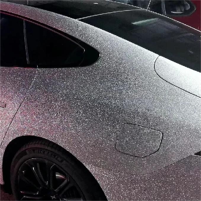 Matte Diamond Glitter Silver Car Vinyl Wrap review Dispaly 01