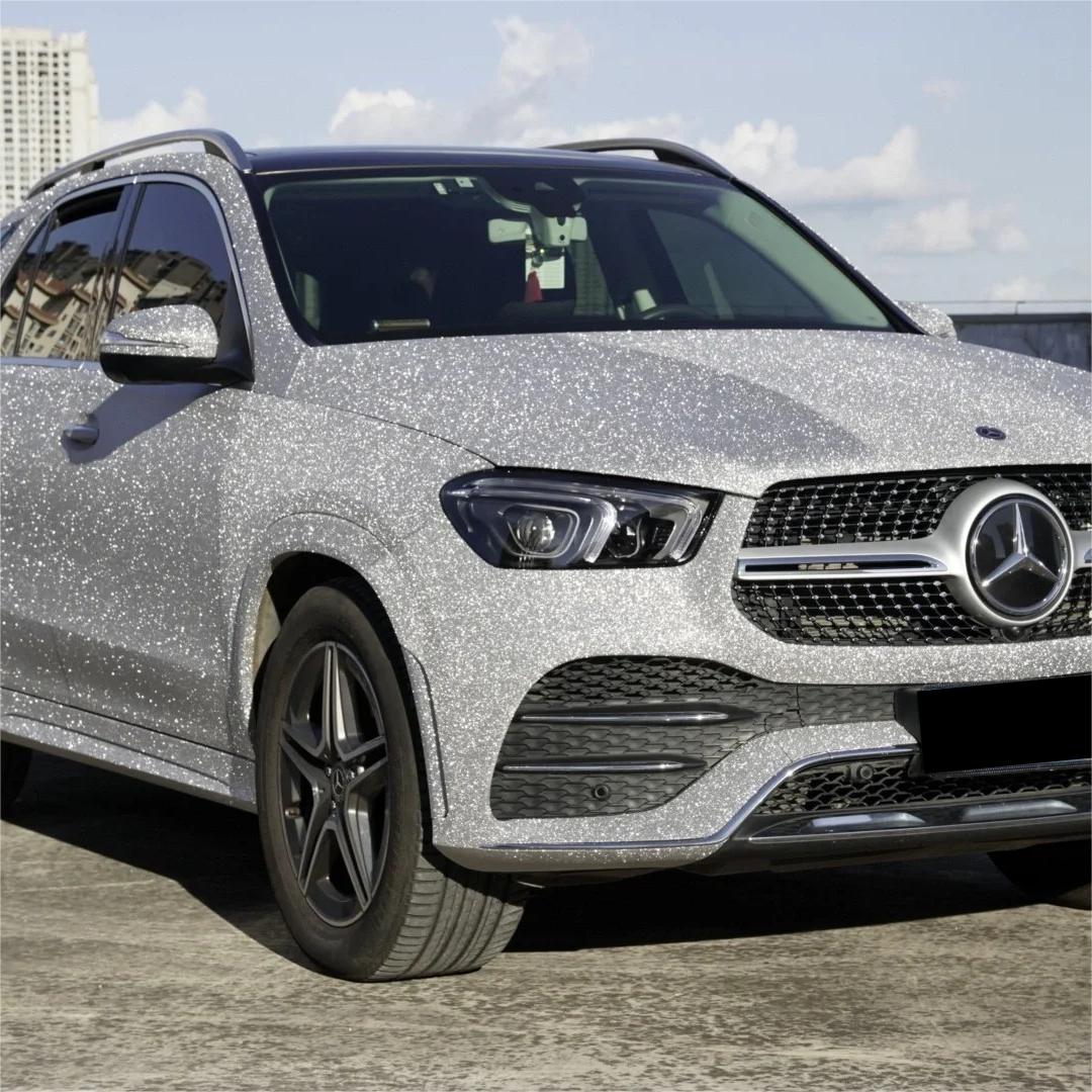 Matte Diamond Glitter Silver Car Vinyl Wrap review Silver 00