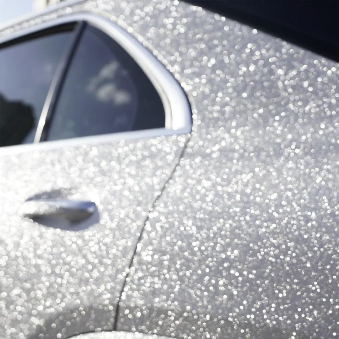 Matte Diamond Glitter Silver Car Vinyl Wrap review Silver 04