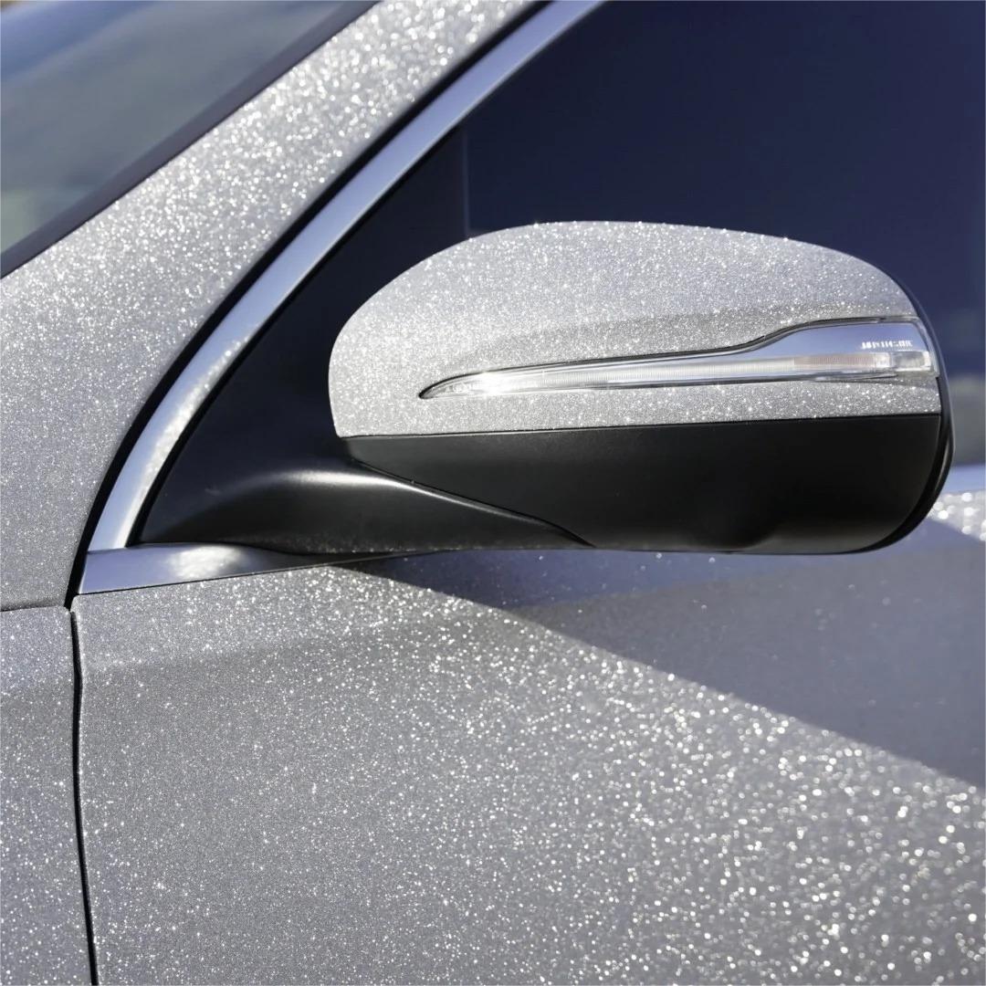 Matte Diamond Glitter Silver Car Vinyl Wrap review Silver 02