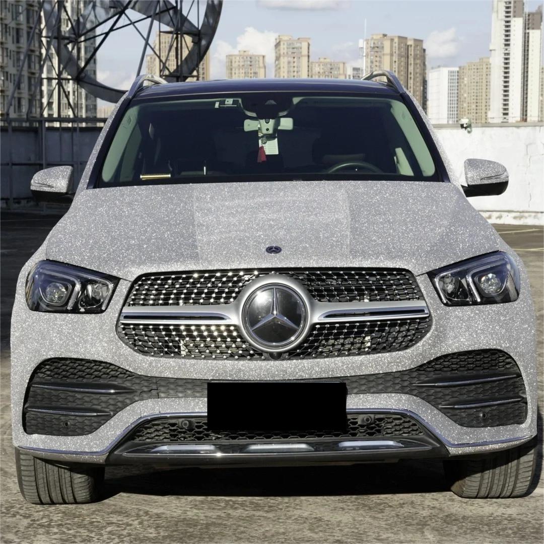 Matte Diamond Glitter Silver Car Vinyl Wrap review Silver 01