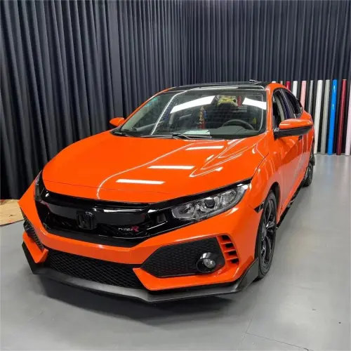 Gloss Crystal Orange Car Vinyl Wrap PET review 