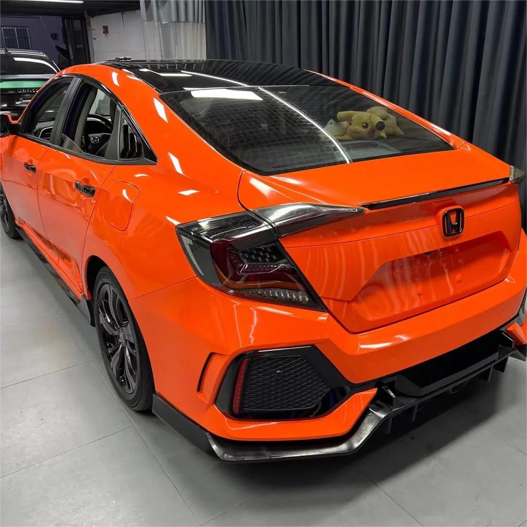 Gloss Crystal Orange Car Vinyl Wrap PET review Heat 02
